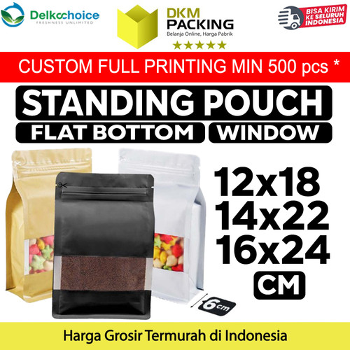 FLAT BOTTOM WINDOW ALU FOIL Standing Pouch Plastik Klip DELKOCHOICE