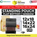FLAT BOTTOM WINDOW ALU FOIL Standing Pouch Plastik Klip DELKOCHOICE