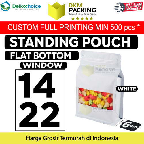 FLAT BOTTOM WINDOW 14x22cm WHITE ALU FOIL Standing Pouch DELKOCHOICE