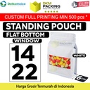 FLAT BOTTOM WINDOW 14x22cm WHITE ALU FOIL Standing Pouch DELKOCHOICE