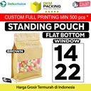 FLAT BOTTOM WINDOW 14x22cm BROWN ALU FOIL Standing Pouch DELKOCHOICE