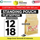 FLAT BOTTOM WINDOW 12x18cm BROWN ALU FOIL Standing Pouch DELKOCHOICE