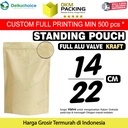 Standing Pouch VALVE KRAFT 14x22cm NON WINDOW ZIPLOCK Plastik ALU FOIL
