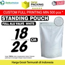 Standing Pouch VALVE PUTIH 18x26cm NON WINDOW ZIPLOCK Plastik ALU FOIL