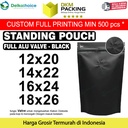 Standing Pouch VALVE HITAM NON WINDOW ZIPLOCK Plastik Klip ALU FOIL