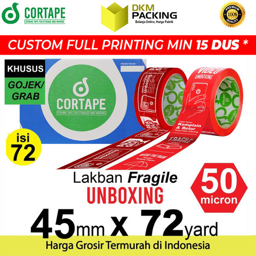 Lakban FRAGILE UNBOXING 45mm Plakban Isolasi OJOL PREMIUM / DUS