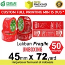 Lakban FRAGILE UNBOXING 45mm JANGAN DIBANTING HANDLE WITH CARE/SATUAN