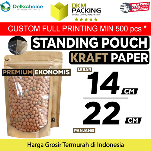 Standing Pouch 14x22 Clear Kraft Paper ZIPLOCK Plastik Klip Kombinasi