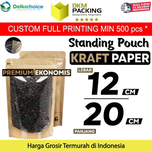 Standing Pouch 12x20 Clear Kraft Paper ZIPLOCK Plastik Klip Kombinasi