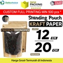 Standing Pouch 12x20 Clear Kraft Paper ZIPLOCK Plastik Klip Kombinasi
