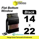 FLAT BOTTOM WINDOW 14x22cm BLACK ALU FOIL Standing Pouch DELKOCHOICE