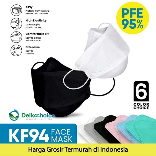 Masker 3D KF94 4PLY DELKOCHOICE Dewasa Blue PACK isi 10pcs FACE MASK