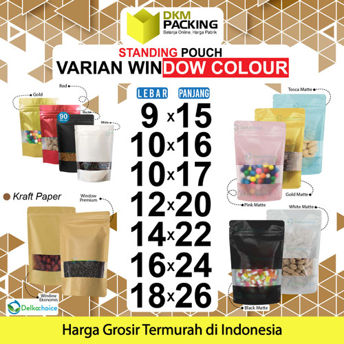 Standing Pouch VARIAN WINDOW DELKOCHOICE Plastik Klip Makanan TERMURAH