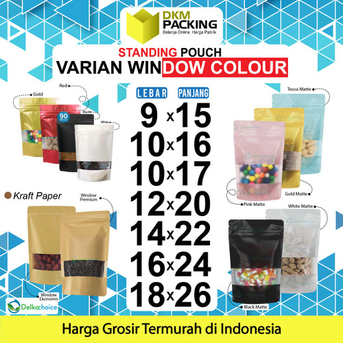 Standing Pouch WINDOW VARIAN Plastik Klip Makanan DELKOCHOICE TERMURAH