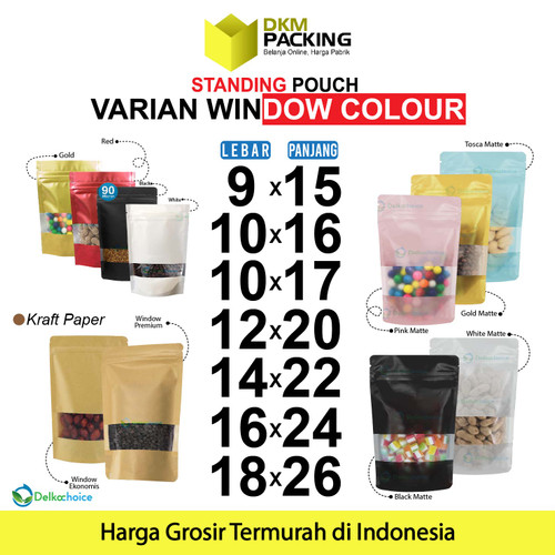 Standing Pouch VARIAN WINDOW Plastik Klip Makanan DELKOCHOICE TERMURAH