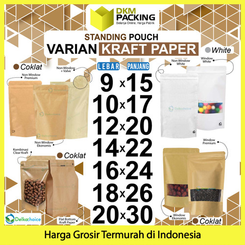 Standing Pouch VARIASI KRAFT PAPER ZIPLOCK DELKOCHOICE TERMURAH SATUAN