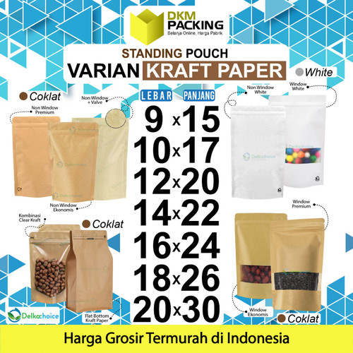 Standing Pouch VARIASI KRAFT PAPER DELKOCHOICE ZIPLOCK TERMURAH