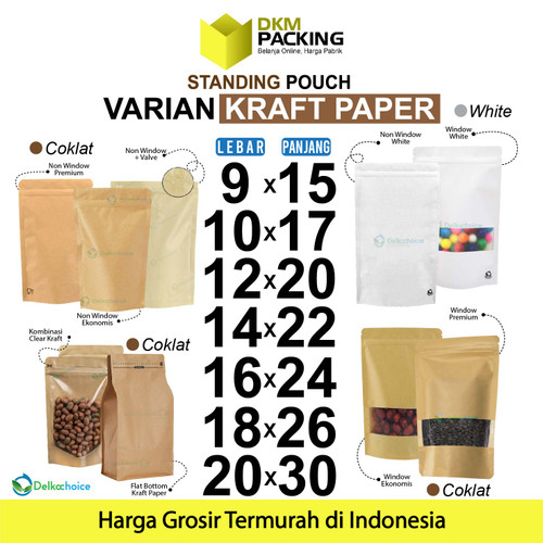 Standing Pouch VARIASI KRAFT PAPER ZIPLOCK DELKOCHOICE TERMURAH