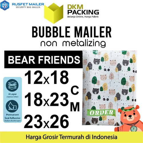 AMPLOP BUBBLE WRAP BEAR FRIENDS RUSFET BUBBLE BAG MAILER PREMIUM