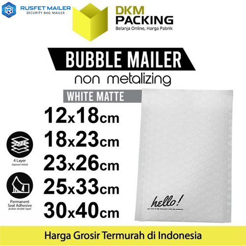 AMPLOP BUBBLE WRAP WHITE RUSFET PUTIH BUBBLE BAG MAILER PREMIUM