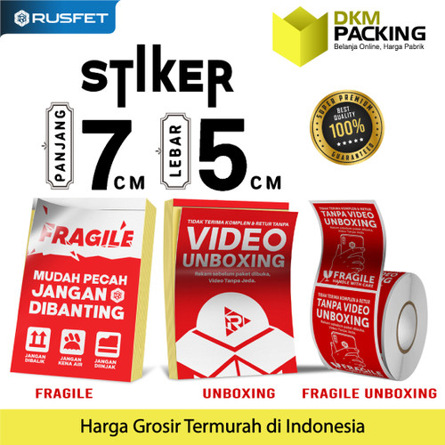 Sticker FRAGILE UNBOXING 5x7cm Stiker Cromo HANDLE WITH CARE / PACK