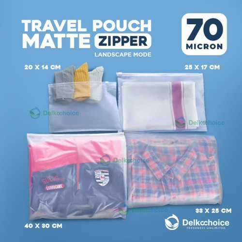 Plastik Traveling Pouch 40x30 Matte Zipper Storage Organizer Bag Polos