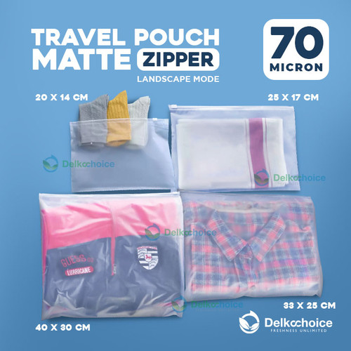 Plastik Traveling Pouch 20x14 Matte Zipper Storage Organizer Bag Polos