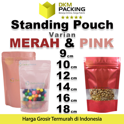 Standing Pouch Varian MERAH MUDA Plastik Klip Makanan DELKOCHOICE