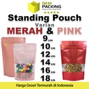 Standing Pouch Varian MERAH MUDA Plastik Klip Makanan DELKOCHOICE