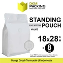 FLAT BOTTOM PUTIH 18x28cm VALVE COFFEE BAG ZIPLOCK DELKOCHOICE PREMIUM