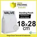Flat Bottom VALVE 18x28cm Standing Pouch Ziplock Plastik Klip Putih