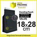 Flat Bottom VALVE 18x28cm Standing Pouch Ziplock Plastik Klip Hitam