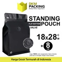 FLAT BOTTOM HITAM 18x28cm VALVE COFFEE BAG ZIPLOCK DELKOCHOICE PREMIUM