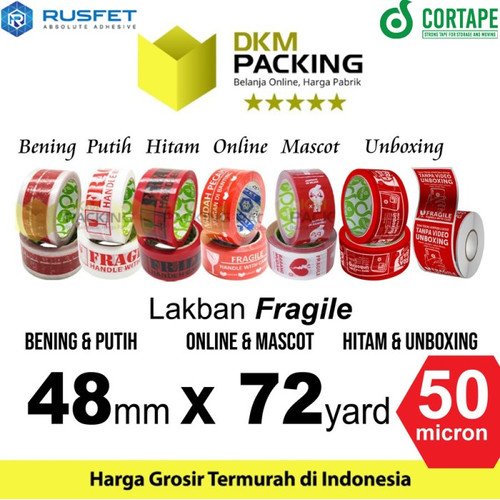 LAKBAN PRINTING 12mm X 50yard MAKANAN ONLINE ISOLASI SOLATIP / SATUAN