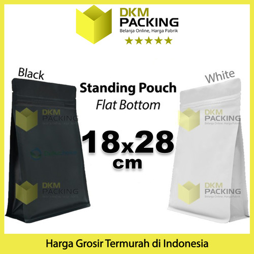 Flat Bottom 18x28cm Plastik Klip Standing Pouch Ziplock Kemasan
