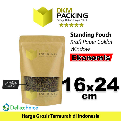 Standing Pouch Kraft Paper 16x24cm EKONOMIS WINDOW Ziplock Delkochoice