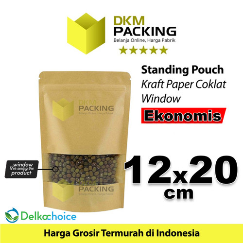 Standing Pouch Kraft Paper 12x20cm EKONOMIS WINDOW Ziplock Delkochoice