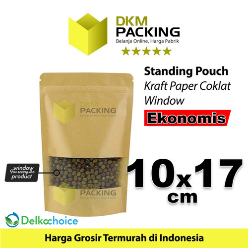 Standing Pouch Kraft Paper 10x17cm EKONOMIS WINDOW Ziplock Delkochoice