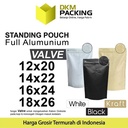 Standing Pouch VALVE NON WINDOW ZIPLOCK Plastik Klip ALUMUNIUM FOIL