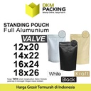 Standing Pouch VALVE 18x26cm NON WINDOW ZIPLOCK Plastik Klip ALU FOIL