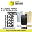 Standing Pouch VALVE 16x24cm NON WINDOW ZIPLOCK Plastik Klip ALU FOIL