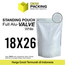Standing Pouch VALVE PUTIH 18x26cm NON WINDOW ZIPLOCK Plastik ALU FOIL