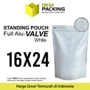 Standing Pouch VALVE PUTIH 16x24cm NON WINDOW ZIPLOCK Plastik ALU FOIL