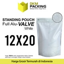 Standing Pouch VALVE PUTIH 12x20cm NON WINDOW ZIPLOCK Plastik ALU FOIL