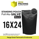 Standing Pouch VALVE HITAM 16x24cm NON WINDOW ZIPLOCK Plastik ALU FOIL