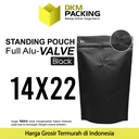 Standing Pouch VALVE HITAM 14x22cm NON WINDOW ZIPLOCK Plastik ALU FOIL