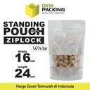 Standing Pouch 16x24cm PUTIH MATTE WINDOW Plastik Kemasan DELKOCHOICE