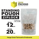 Standing Pouch 12x20cm PUTIH MATTE WINDOW Plastik Kemasan DELKOCHOICE