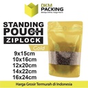 Standing Pouch GOLD MATTE WINDOW Plastik Kemasan Makanan DELKOCHOICE