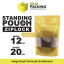 Standing Pouch 12x20cm GOLD MATTE WINDOW Plastik Kemasan DELKOCHOICE
